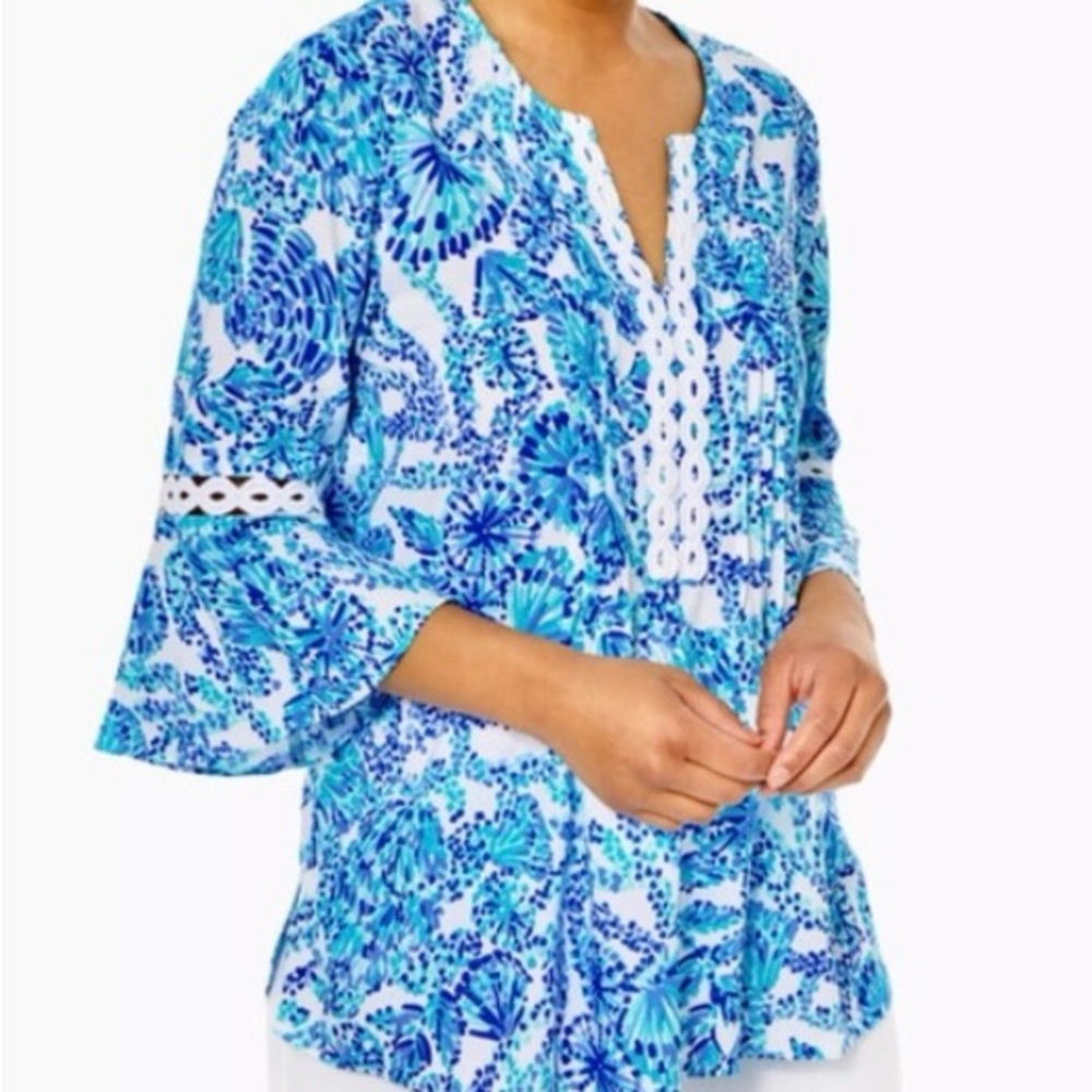 NWT Lilly Pulitzer Hollie Tunic in Turquoise Oasis Sz L